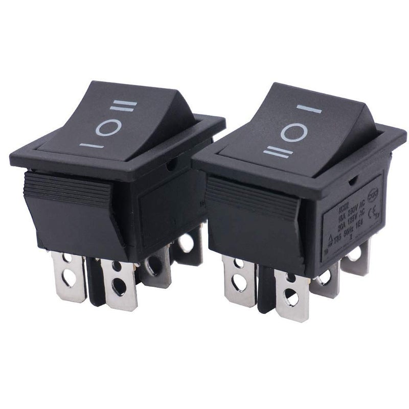 Twidec/2Pcs Rocker Switch 6 Pins 3 Position ON/Off/ON AC 10A/125V 6A/250V DPDT Car Boat Black KCD4 Rocker Switch Toggle KCD2-203 - Image 2